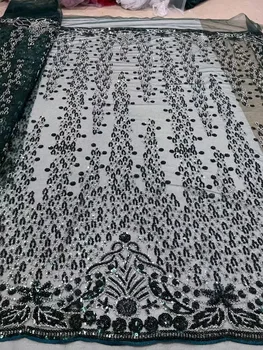 2023 Новейшие роскошные кружевные ткани Sequence, Нигерийская Кружевная сетка с вышивкой, кружевная ткань с 3D бисером, свадебная кружевная ткань
