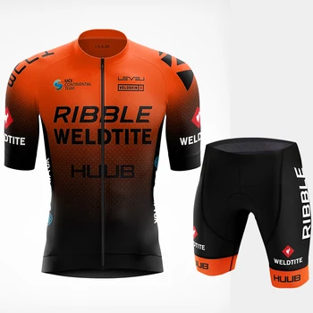 HUUB Лето 2021 Pro Team Велоспорт Джерси Комплект Оранжевый Велосипедный Комплект Дорожный Велосипед Рубашка Костюм MTB Майо Ropa Ciclismo Велосипедная Одежда