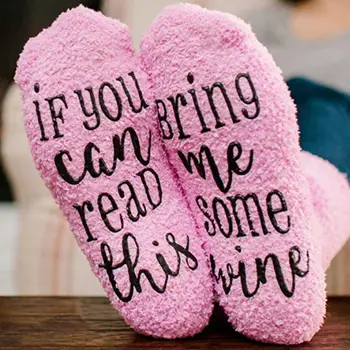 Забавные носки для женщин и Девочек, Милые Пушистые теплые носки с надписью, Хлопковые Дышащие пары, зимние теплые носки