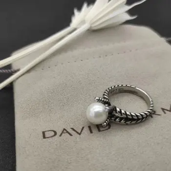 David Yurman высококачественное женское кольцо с жемчугом в виде четырех когтей оптом в подарок