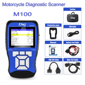 Инструмент диагностики мотоцикла JDIAG M100 Стандартная версия Сканер диагностики мотоцикла M100 Может считывать / стирать код неисправности, многоязычный