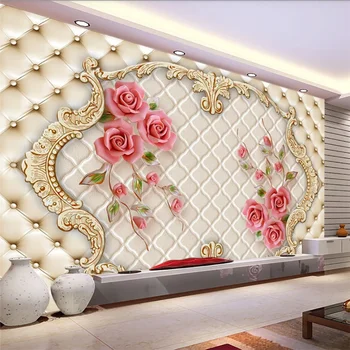 beibehang Пользовательские обои 3d фреска Европейская стерео роза мягкая сумка ТВ фон стена гостиная спальня ресторан 3D обои