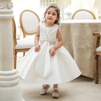 Новое модное белое платье для Дня рождения малыша, платье для крещения, Многослойное платье из тюля, платье Принцессы для выпускного вечера, вечернее платье в цветочек