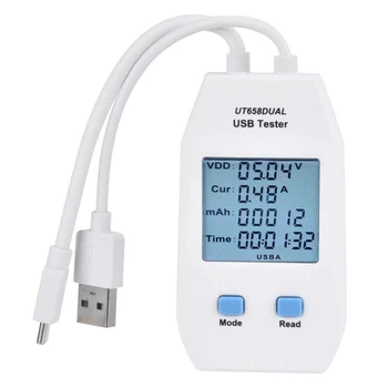USB-тестер, ЖК-USB-тестер, Детектор, Вольтметр, Амперметр, Цифровой измеритель мощности, измеритель мощности (UT658 Dual)