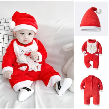 Детский Рождественский костюм, детский комбинезон в британском стиле, одежда для ползания, костюм со шляпой от 0 до 2 лет