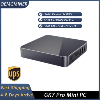 Мини-ПК GK7 Pro на базе Intel N5095: 8 ГБ / 16 ГБ оперативной памяти, 128 ГБ / 512 ГБ SSD-накопителя, 4 ядра, Win10 / Win11 / Ubuntu / Linux, лучший компьютер для геймеров/ офиса/ бизнеса