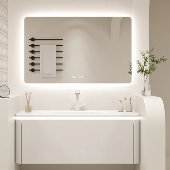 Встроенный умывальник, интеллектуальная комбинация шкафов для ванной комнаты, массив дерева, современная и минималистичная раковина для ванной комнаты, ручной умывальник