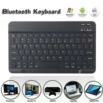 Универсальная беспроводная клавиатура Bluetooth Перезаряжаемая портативная Подходит для ноутбука настольного ПК планшета с цифровой клавиатурой полноразмерного дизайна