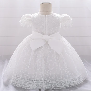 0-24 м, Белое платье для Крещения новорожденных на Первый День Рождения, Платье для Крещения маленьких девочек, Кружевные платья Принцессы для Крещения, Вечернее платье