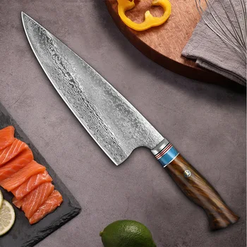 Мясницкие ножи VG10 из дамасской стали, нож шеф-повара с острым лезвием, Кухонные ножи шеф-повара, инструменты для приготовления пищи с ручкой из розового дерева