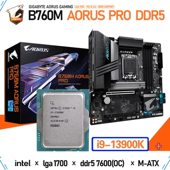 Материнская плата Gigabyte Intel B760 LGA 1700 DDR5 Kit Intel Core i9 13900 K с игровой платой B760M AORUS PRO CPU Suit PCIE 4.0 M.2 Новая