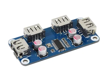 USB-концентратор Waveshare HAT (B) USB-концентратор с 4 портами Подходит для серии Raspberry Pi, специализированный Pogo Pin для серии Zero