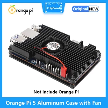 Алюминиевый Корпус Orange Pi 5 с Вентилятором, Активный Пассивный Радиатор Охлаждения с Радиатором, Черный Металлический Корпус для Orange Pi 5 / 5B