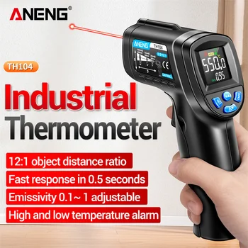 Инфракрасный термометр ANENG TH104, Лазерный Измеритель температуры -50 ~ 550 ℃, Бесконтактный Пистолет для Измерения Температуры с Обратным Дисплеем VA