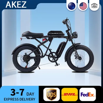 Зимние шины AKEZ, двойная батарея, Электрический велосипед с высоким крутящим моментом, Ретро Мотоцикл 48 В 750 Вт, высокопроизводительный Электрический мотоцикл