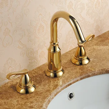 Высококачественный смеситель для раковины в ванной комнате, холодный горячий, с двумя ручками, с тремя отверстиями, смеситель для бассейна, золотой/розовое золото, черный