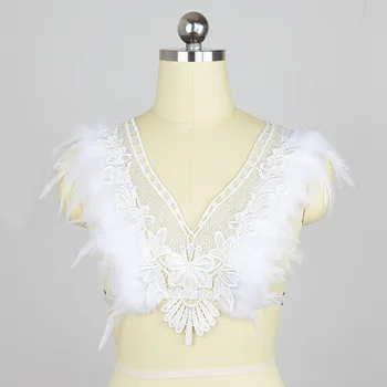 Эполеты из перьев и обвязка для тела, очень большие наплечники черного и белого цветов, Фетишистская одежда из жгучих перьев O0479