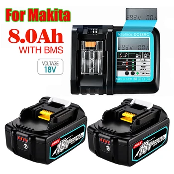 Новейшая Обновленная Аккумуляторная Батарея BL1860 18 V 8000mAh Литий-ионная для Makita 18v Battery BL1840 BL1850 BL1830 BL1860B LXT 400