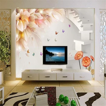 beibehang 3d стереоскопические обои По индивидуальному заказу Высокого качества HD фреска обои настенная бумага цветок лилии papel de parede