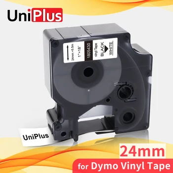 Лента для принтера UniPlus 24 мм, совместимая с Dymo Rhino 1805430 IND, виниловые ленты для этикеток черного цвета на белом для производителя этикеток Dymo Rhino 6000