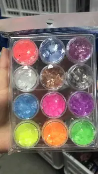 12 баночек/набор (12 цветов) Aurora Color Shift Хлопья-Хамелеон Пигмент Для ногтей Косметика Мультихромный Хамелеон Хлопья для украшения ногтей