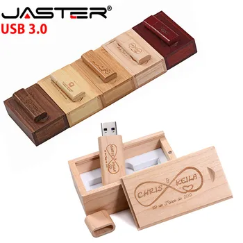JASTER креативный деревянный флэш-накопитель USB 3.0 4 ГБ/8 ГБ/16 ГБ/32 ГБ/64 ГБ Внешнего хранилища (бесплатный логотип на заказ) лазерная гравировка