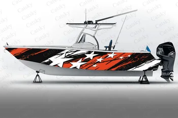 геометрический абстрактный графический дизайн Наклейка на лодку Упаковка Рыбацкая лодка Водонепроницаемая Морская наклейка на лодку виниловая обертка