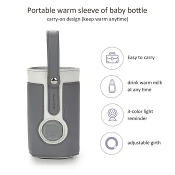 Портативная Домашняя USB-изоляция, Подогреватель для детских бутылочек, Регулировка 3 Скоростей, Подогреваемая крышка для бутылочки для кормления, Термостат для изоляции