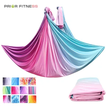 PRIOR FITNESS 5-метровый воздушный гамак для йоги из цветной ткани, высококачественный воздушный шелк средней растяжимости, Антигравитационное оборудование для йоги