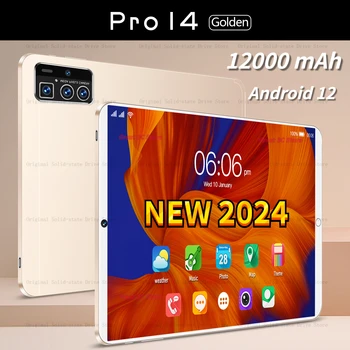 2023 Новая Оригинальная Глобальная версия Pro 14 Планшет Android 12 13 + 16MP 12000mAh 10,1-Дюймовые Планшеты ПК с двумя SIM-картами 5G Wifi HD Экран
