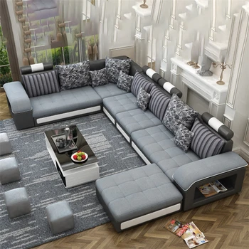 Горячая продажа с фабрики прямой u-образный домашний современный секционный диван с мягкой обивкой