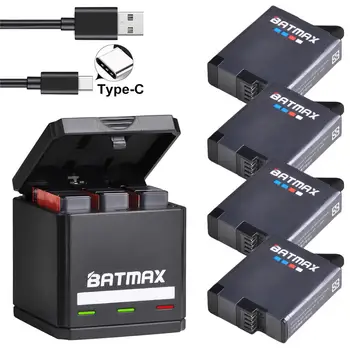 Batmax для GoPro Hero 7 Hero 6 Hero 5 Аккумулятор Akku 1600mAh + USB Тройное Зарядное Устройство Type C для камеры GoPro Batetry Аксессуары