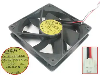 Серверный вентилятор охлаждения ADDA AD1212MS-A70GL DC 12V 0.34A 120x120x25mm 2-проводной