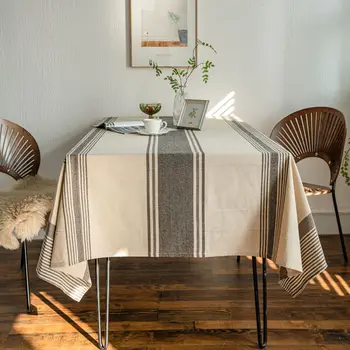 прямоугольная хлопчатобумажная скатерть в полоску, японский домашний коврик для украшения стола, тумба для телевизора, новая скатерть для кафе-ресторана