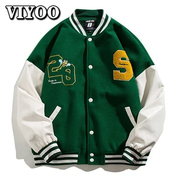 Мужская Зимняя одежда Y2K, Куртки с вышивкой американскими буквами, Пальто, Женская Уличная Трендовая Бейсбольная Повседневная Свободная куртка Для мужчин