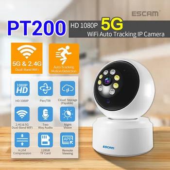 ESCAM PT200 1080P мобильное отслеживание 5GWIFI облачное хранилище двусторонняя голосовая интеллектуальная камера ночного видения