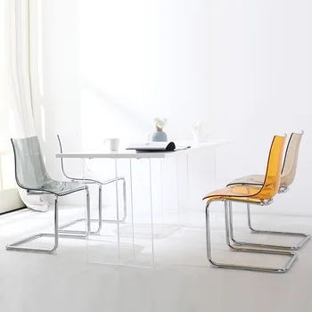 168современный простой прозрачный стул дизайнерский акриловый обеденный стул Toyas домашняя сеть обеденный стол с красной креативной спинкой