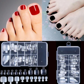 100 шт./кор. Прозрачные Накладные ногти на ногах с полным покрытием, Прозрачные натуральные искусственные ногти, наклейки для дизайна ногтей 