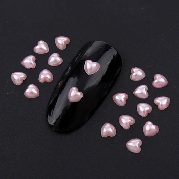 Около 1000 шт./лот, 4 мм, Жемчужный Рис, Белый/розовый/Смешанный цвет, жемчужные бусины в форме сердца, бусины из АБС-пластика, Имитация жемчуга для дизайна ногтей 