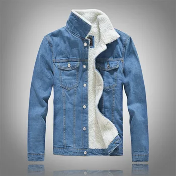 Мужские Синие Зимние джинсовые куртки, Верхняя одежда, Теплые Флисовые джинсовые пальто, Мужские кашемировые куртки Большого Размера с подкладкой из толстой зимней джинсовой ткани 5XL