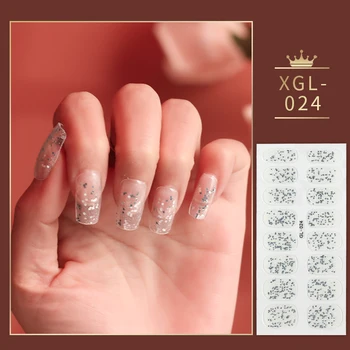 16 наконечников, блестящие наклейки для ногтей, обертывания для ногтей, самоклеящиеся наклейки для ногтей, наклейки для ногтей с полным покрытием для женщин, подарки