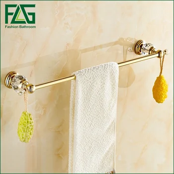 FLG Полностью медная вешалка для полотенец с золотым кристаллом, вешалки для полотенец для ванной комнаты, одиночный золотой полотенцесушитель, полотенцесушитель