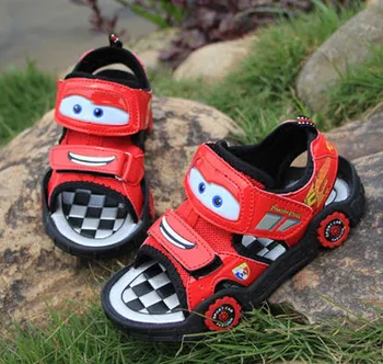 Детские сандалии Disney cars, обувь на весну-осень, автомобильные фары со вспышкой для мальчиков, обувь для школьников с героями мультфильмов