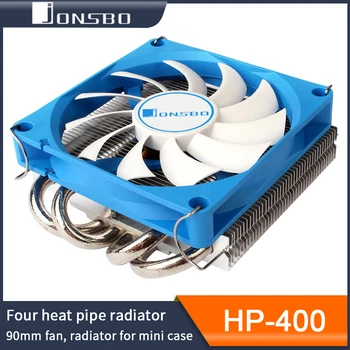 Процессорный кулер Jonsbo HP-400S с 4 Тепловыми Трубками, Радиатор воздушного охлаждения под Давлением 90 мм, 4-контактный ШИМ-регулятор температуры, Вентилятор для ITX Small Case