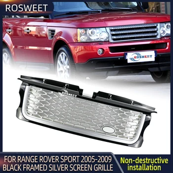 Черная рамка Серебристая решетка экрана для Land Rover Range Rover Vogue 2005-2009 L320 Автомобильный стайлинг переднего бампера Гоночные решетки