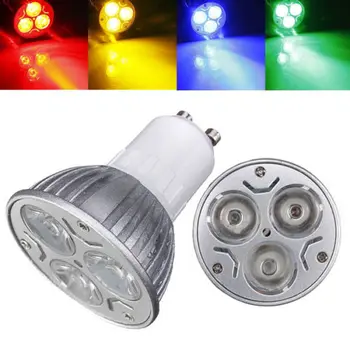 GU10 3 Вт светодиодный энергосберегающий прожектор, светильник, бытовая лампочка 85-265 В, белый/теплый белый/красный/желтый/синий/зеленый, домашнее освещение