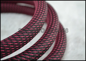 10 М 16 мм нейлоновая сетка Красный + черный (N) Экран Плетеный чехол для DIY Hi-Fi аудио-видео, провода и кабеля