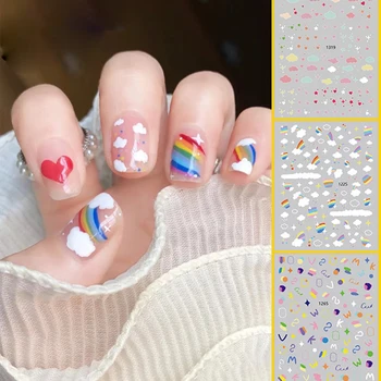 10ШТ Милые наклейки для ногтей в стиле серии Rainbow Star Наклейки для ногтей 3D самоклеящиеся художественные буквы Английский Слайдер для ногтей Аксессуары для инструментов