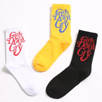3 пары/дюжина модных длинных хлопковых носков в стиле харадзюку с буквенным принтом для девочек, черные носки в стиле хип-хоп с короткими рукавами, подарки, мягкие мужские женские носки