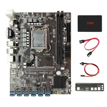 Материнская плата для майнинга + 128 Г SSD + Кабель переключения + Кабель SATA + Рамка 12XUSB3.0 для PCIE 1X Слот оперативной памяти LGA1151 DDR4 ETH Материнская плата